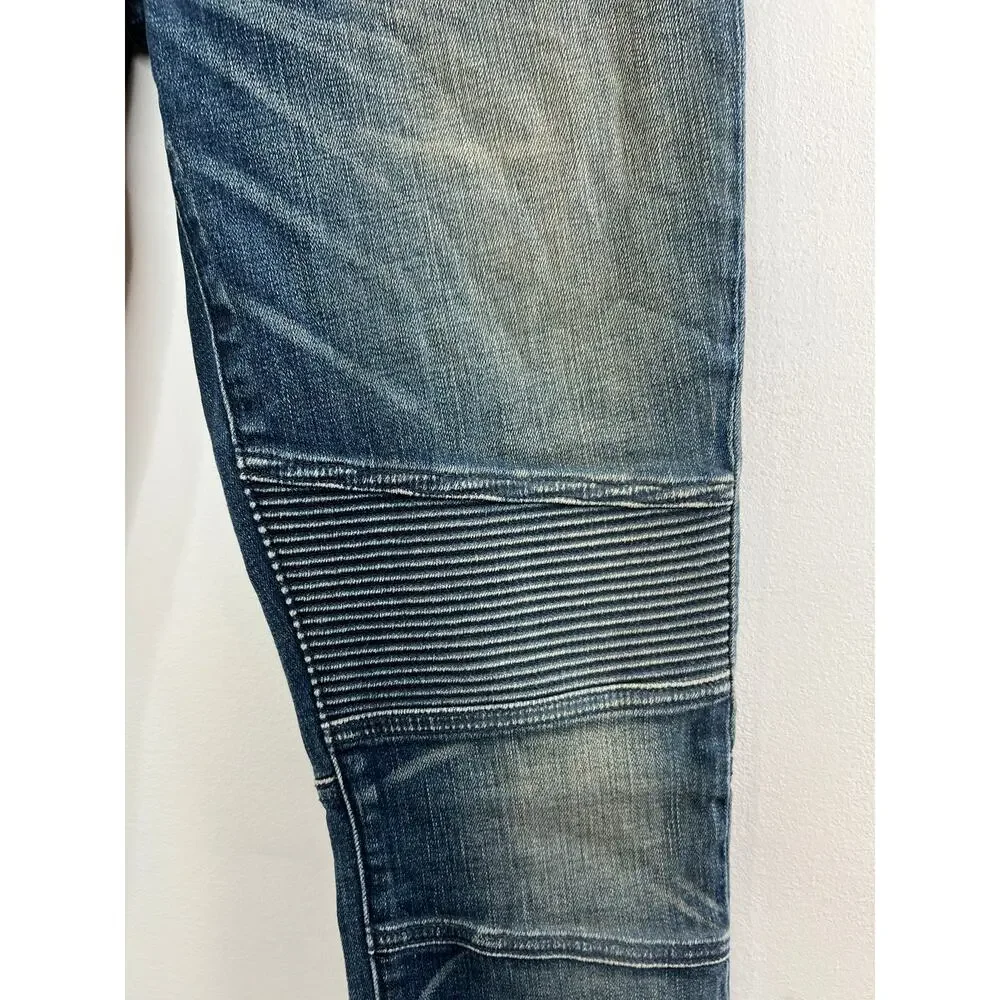 Simon Miller Blain Blue Cotton Blend Ankle Zip Women's Moto Skinny Jeans Size 30